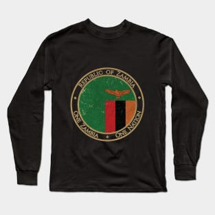 Vintage Republic of Zambia Africa African Flag Long Sleeve T-Shirt